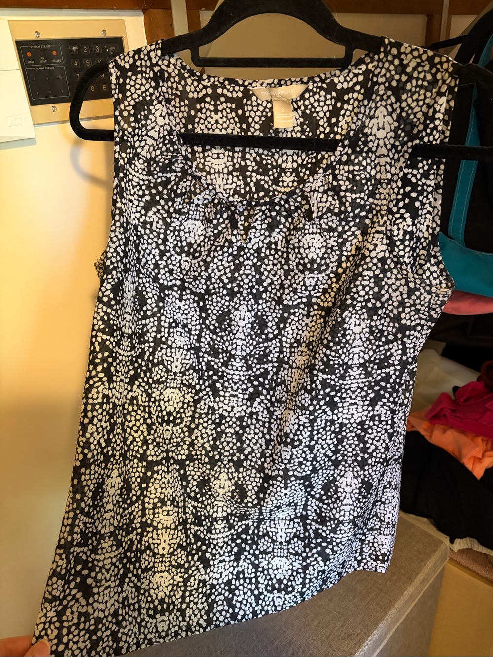 Banana Republic Black and White Dotted Sleeveless Top
